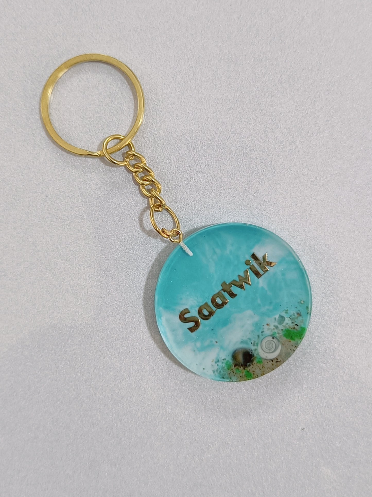 Customized Keychain - Beach themed name keychain