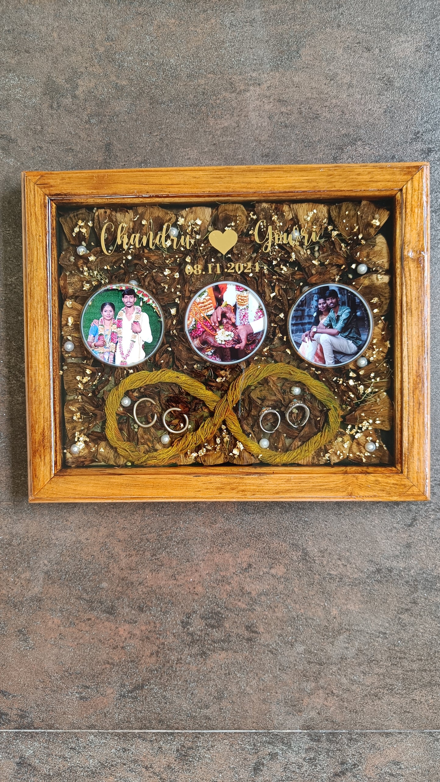 Customized - Wedding things preservation in Premium teakwood frame - 10*12 inch