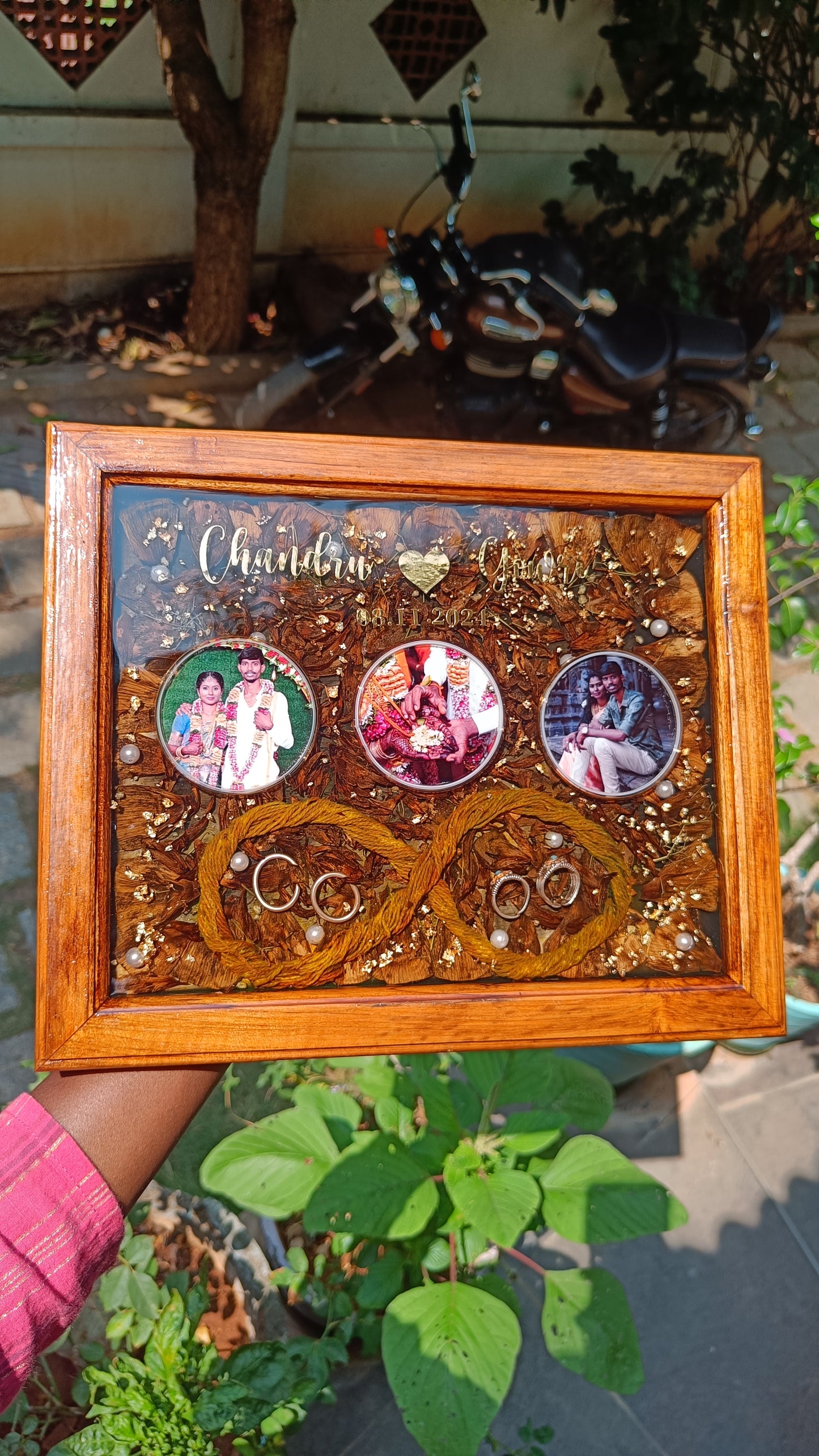 Customized - Wedding things preservation in Premium teakwood frame - 10*12 inch